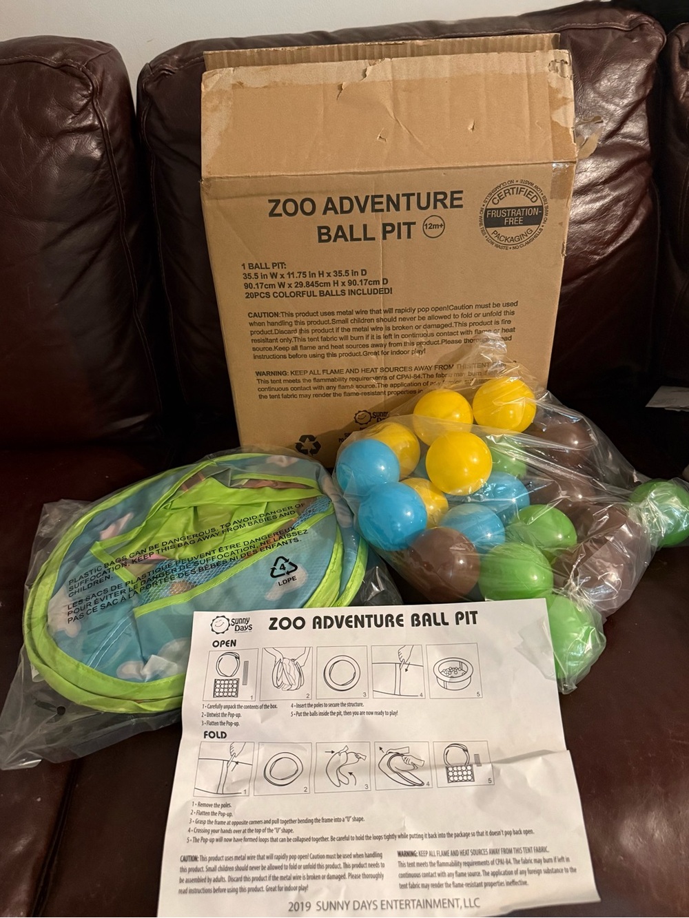 Sunny Day Zoo Adventure Animal Kids Ball Pit Play Pool in Green